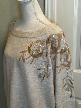 CATO Sequined Floral Lightweight Sweater
